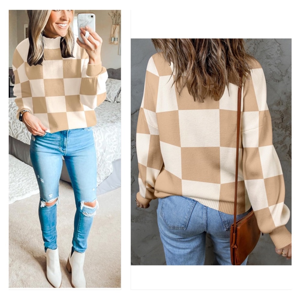 Turtleneck Long Lantern Sleeve Oversized Ribbed Knit Pullover Sweater JumperTop - Picture 1 of 5